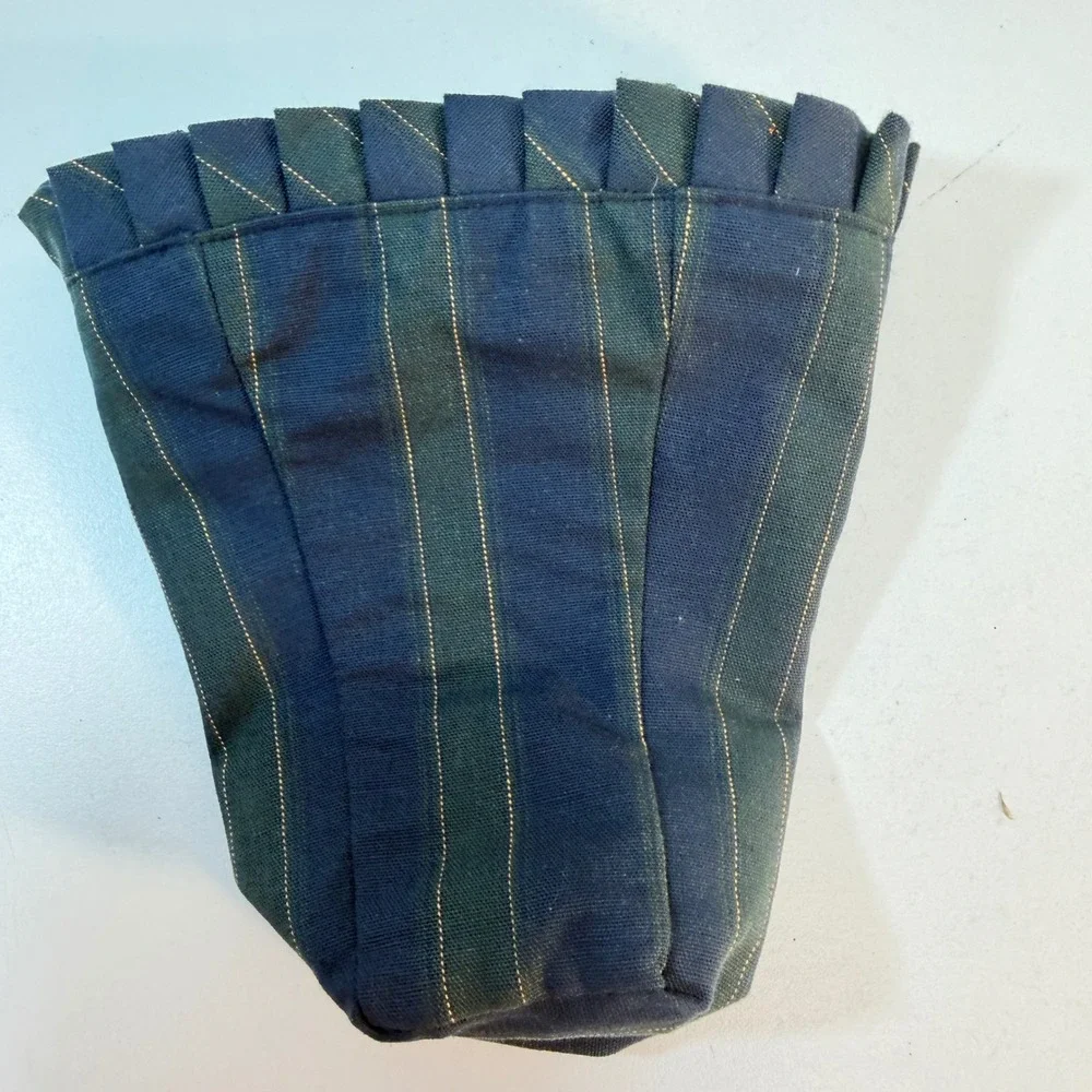 Longaberger Basket Liner Collectors Club 2001 Renewal Blue Green Striped Ruffle